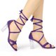 thumbnail image 2 of Sandalias Terciopelo Tacón De Bloque Transparente Cordón Arriba Para Mujeres Morado 40, 2 of 7