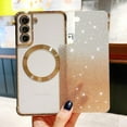 thumbnail image 4 of for Samsung Galaxy S24 Plus Case Clear Magnetic Glitter Phone Cases [Compatible with Magsafe],Luxury Love Heart Plating Bling Gradient Sparkle Shockproof Cover for Women Girls,/Gold, 4 of 13