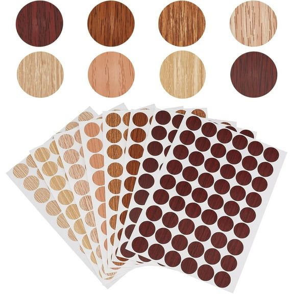 8 Sheets 8 Colors Self Adhesive Screw Hole Stickers 432 Pcs Round Screw Hole Covers Stickers Screw Caps Dust Proof Sticker for Furniture Shelf Hole Cabinet Door (21mm/0.83inch) DIY