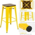 thumbnail image 5 of YYEAN 30 Inch Metal Bar Stools with Square Solid Elm Wood Seat Top, Backless Stackable Industrial Barstools Set of 2-Yellow, 5 of 11
