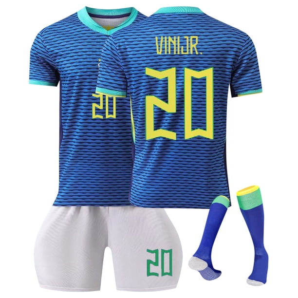 Surgei 2425 Brasil Camisetas de fútbol, Brasil Estadio de viaje Número #20 Impreso Manga Corta Tops Calcetines Camisetas de fútbol de 3 piezas, Camisetas de fútbol de Brasil para adultos, XL