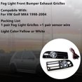 thumbnail image 4 of Apto para VW Golf MK4 1998-2004 1 par de luces antiniebla blancas y amarillas para parachoques delantero, rejilla de escape, repuesto de rejilla de malla modificada, 4 of 5