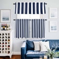thumbnail image 2 of Navy Blue Striped Kitchen Curtains Sets for Windows 36 Inch Length, Modern Farmhouse Blue White Stripes Rod Pocket Window Treatments Tier Curtains and Valances Set for Bedroom/Bathroom, 2 of 8