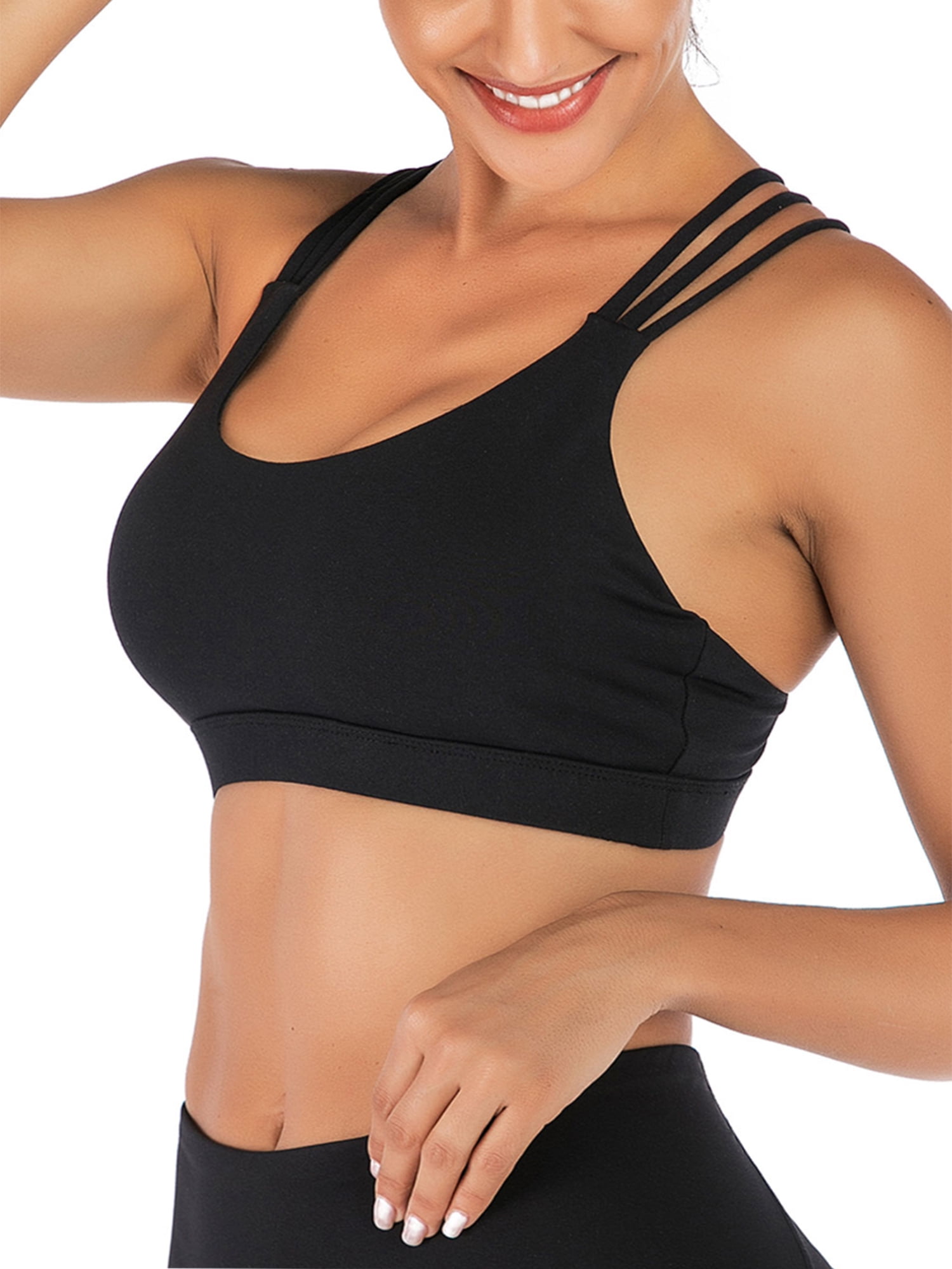 Yoga Sports Bra Fitness Workout Tank Tops Padded Strappy Women Vest Tops H 