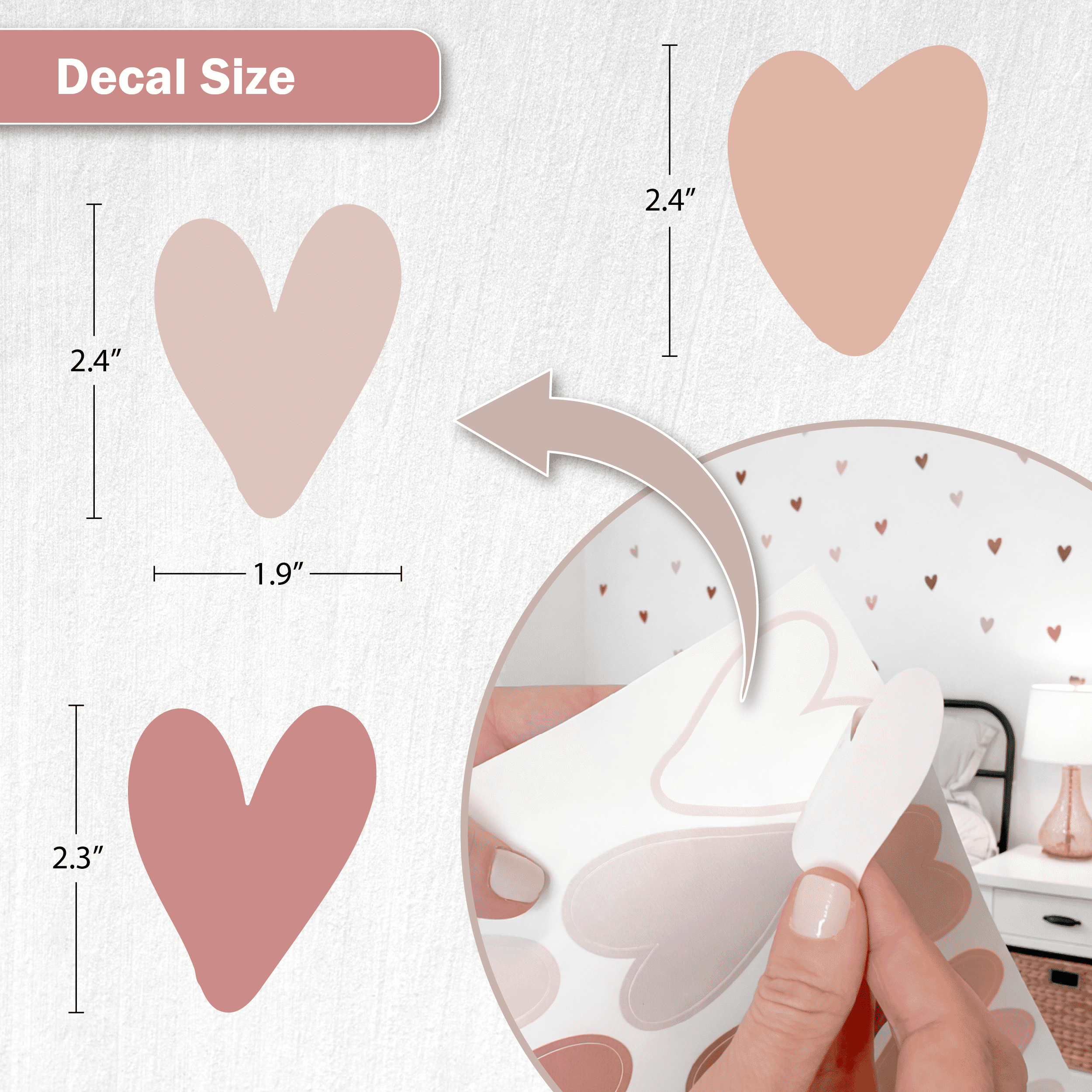 Wall Palz Boho Hearts Vinyl Wall Decals Peel and Stick Room Decorations