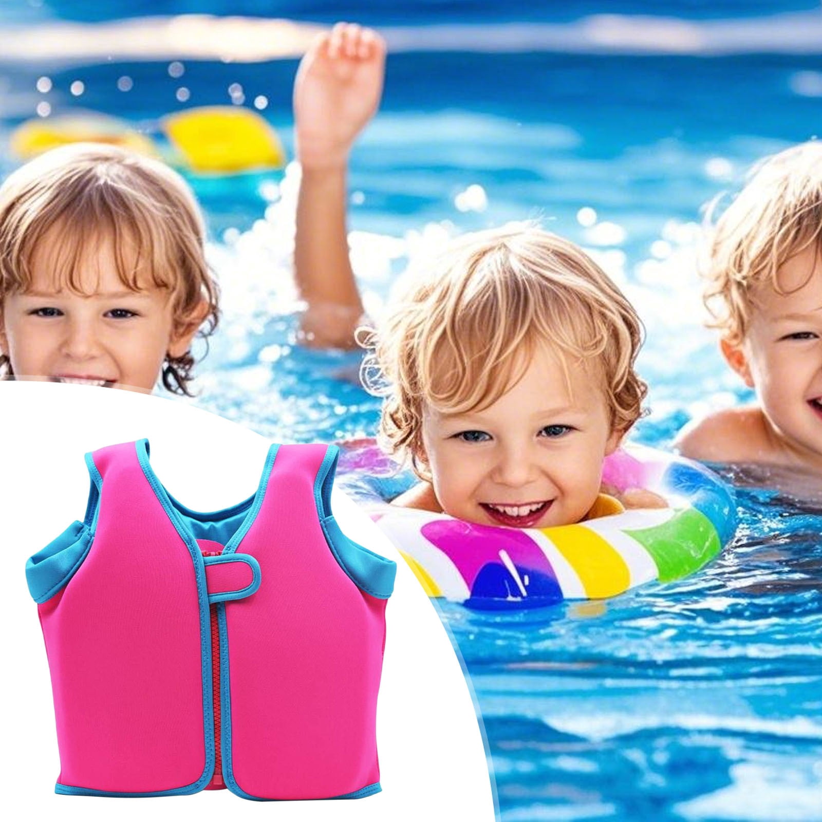 DZQMTKX Children Life Vest Swim Vest Kids Floatation Vest Toddler Swim Jacket with Secure Zipper and Safety Buckle, Water Buoyancy Aid for Pool Beach Lake