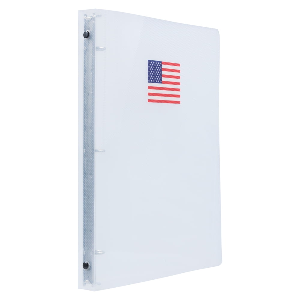 JAM Plastic 0.75 Inch Binder, American Flag Clear 3 Ring Binder