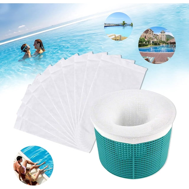 Calcetines para filtro de piscina, calcetines para skimmer de piscina, protectores de filtro para cesta de skimmer, forro de pantalla, malla ultrafina para cesta de piscina, 10 unidades