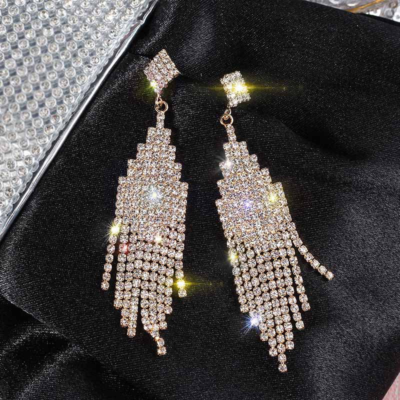 Fashion Long Tassel Butterfly Earrings Rhinestone Drop Pearl Women Pendientes 