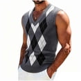 thumbnail image 2 of Baeitkot Men's V-Neck Sleeveless Top Men's Colorblock V-Neck Sleeveless Knit Sweater Casual Layering Top Gray Free Size, 2 of 6