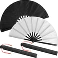 thumbnail image 1 of Abanicos de seda plegables a mano Maitys Tai Ji en blanco y negro (paquete de 2), 1 of 7