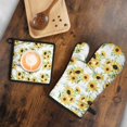 thumbnail image 5 of White Sunflower Kitchen Oven Mitt and Pot Holder Sets 2 Pcs for Baking, Cooking and Grilling, Heat Resistant Up To 392 °F, 5 of 7