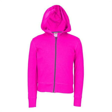 Soffe 7457G6ZJSML Girls Year Round Zippie Polyester Fleece, Pink Glo - Small