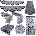 thumbnail image 2 of Ourwarm Halloween Party Black Lace Spiderweb Fireplace Mantle Scarf Table Cloth Horror Props Halloween Party Favor Decoration, 2 of 4