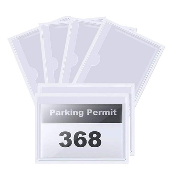 6 Pcs Parking Permit Holder, Transparent Self Adhesive Parking Permit Holder Car Windscreen Card Holder Permits Badges Passports Ticket and Note Holders for Car, Van, Caravan Windscreen(4.8x3.6Inch)