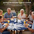 thumbnail image 3 of Round Outdoor Tablecloth with Umbrella Hole and Zipper, Indigo Blue Palm Trees Tablecloth with Elastic Waterproof, Farmhouse Tropical Summer Beach Patio Table Covers for 45" - 54" Picnic Pool Tables, 3 of 9