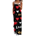 thumbnail image 3 of QATAINLAV Womens Jumpsuits with Pockets Casual Button Sleeveless Wide Leg Onesie Pants Heart Print Rompers Overalls, Multicolor, XL, 3 of 6