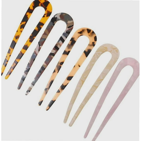 5Pcs 4.3 inch French Hair Forks, U Shape Hair Pins for Buns, 2 Prong Bun Hair Sticks Clips, Vintage Hairstyle Accessories for Women