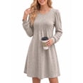 thumbnail image 2 of MOYIKO Long Sleeve Fall Dresses for Women Pleated Crew Neck Dress Casual Fashion Dresses with Pockets, 2 of 7