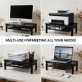 thumbnail image 6 of Behome Monitor Stand, Desk Monitor Riser 3 Height Adjustable, Laptop Riser with Airflow Vents, Desktop Stand for Computer, Printer, Monitor, Laptop, Black Steel, 14.57 in, 6 of 7