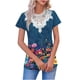 thumbnail image 3 of TaTaai Spring Floral Print Pullover Top for Women, V Neck Short Sleeve Blouse with Sheer Panel Inserts, Casual Loose Fit Shirt for Daily Outfits & Work Gift, 3 of 5