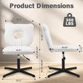 thumbnail image 2 of CLATINA Armless Small Fabric Office Desk Chair, Ergonomic Modern Cloth Swivel Computer Task Chair No Wheels, Comfy Cute Cat Shape Vanity Chair Height Adjustable for Home Bedroom Makeup Room, White, 2 of 9