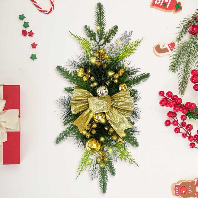 Guirnaldas navideñas con luces doradas decoración de escaleras navideñas para decoración navideña del hogar