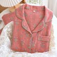 thumbnail image 3 of Summer Pajamas Set Womens Button Down Short Sleeve Lounge Sets Sleepwear Notch Collar Top & Capri 2 Piece PJ Sets, 3 of 7