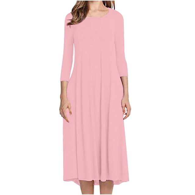 Pntutb Robe Femme Grande Taille Mode Confortable Bouton Col en V Couleur Unie Robe Décontractée