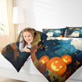 thumbnail image 3 of Manfei Forest Ghost Pumpkin Full Size Comforter Sets for Kids, Watercolor Fall Halloween Bedding Comforter Set, Halloween Reversible, 3 Pieces, 1 Comforter and 2 Pillowcases, 3 of 6
