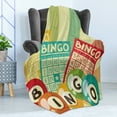 thumbnail image 4 of Vintage Soft Flannel Fleece Throw Blanket, Bingo Game with Ball and Cards Pop Art Lottery Hobby Celebration Theme, Cozy Plush for Indoor and Outdoor Use, 70" x 90", Multicolor, by Ambesonne, 4 of 5