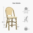 thumbnail image 6 of PURPLE LEAF Set of 2 French Outdoor Bar Stool Bamboo Print Finish Back Rattan Wicker Patio Counter Outdoor Bar Height Bar Stools with Footrest, Yellow, 6 of 7