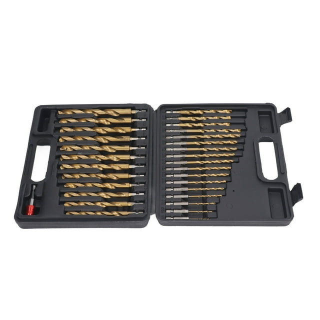 Brocas, Amplia Compatibilidad 29 Piezas Juego De Brocas Helicoidales De Dureza Fuerte Vástago De 1/16 A 1/2 Pulg. 1/4 Pulg. Con Varilla De Extensión Para Madera