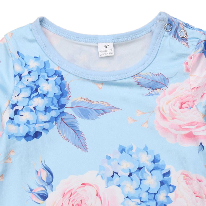 Toddler Kids Baby Girl Cotton Floral Romper Jumpsuit+Bow Hair Band Clothes Sets