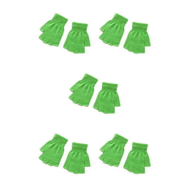 Guantes sin dedos Jumpingount elegantes y cómodos para hombres y mujeres accesorio de ropa cubiertas de mano tejidas de estilo Simple Verde 5Conjunto