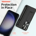 thumbnail image 6 of SaniMore Case for Samsung Galaxy S22 Ultra 6.8" 2022 with Hidden Kickstand & S Pen Slot & Stylus, Anti-scrctch Drop-proof Tough PC Backplane Anti-shock Slim Shell for Galaxy S22 Ultra, Black, 6 of 7