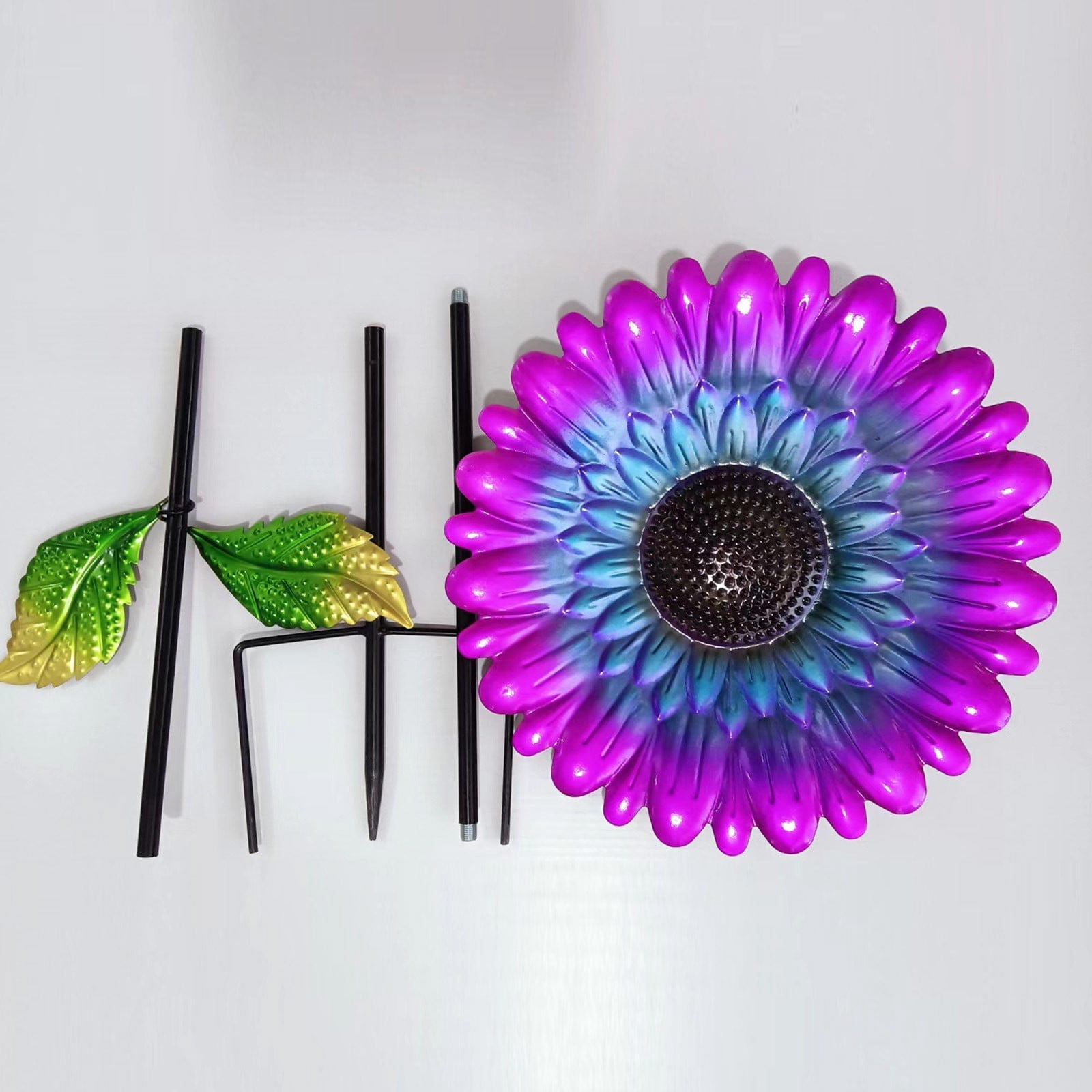 Metal Flower Bird Feeder Metal Yard Art Outdoor and Garden Durable Metal Sunflower Bird Seed Holder Garden Decorations Outdoor Purple Garden Stake for Front Yard Lawn Backyard 1