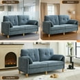 thumbnail image 4 of 65" Chenille Loveseat Sofa, Modern 2-Seater with Armrest Pillows & Side Storage Pockets, Tufted Upholstered Loveseat for Living Room or Bedroom, Blue, 4 of 11