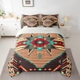 thumbnail image 2 of Feelyou Retro Mandala Aztec Twin Bedding Sets 7-Piece for Men, Hippie Western Fashion Bedding Comforter Set, Brown Triangle Reversible Sheet Sets, Microfiber Bedroom Decor, 2 of 8