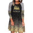 thumbnail image 1 of Birdeem Robe Chandail Décontractée de Noël pour Femmes Col Rond Imprimé Léopard Patchwork Manches Longues, 1 of 1
