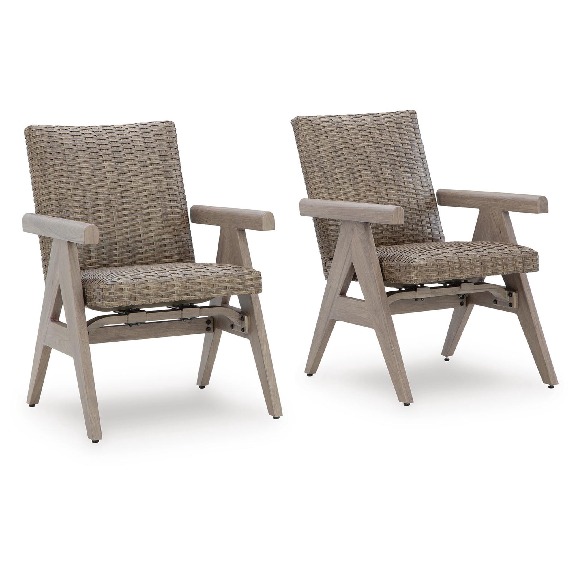 Signature Design by Ashley Haven Retreat Rocking Arm Chairs with All-Weather Frame and Foam Cushions, Set of 2, Beige