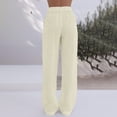 thumbnail image 5 of Baberdicy Linen Pants Women Womens Linen Beach Pants Casual Elastic High Waisted Wide Leg Loose Comfy Trousers with Pockets, 5 of 8