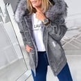 thumbnail image 2 of Xmyrz Fall Jackets For Women 2025 Outgoing Long Sleeve Comfy Fleece-Lined Thickened Baggy Denim Jacket Ripped Women'S Coats Outerwear Jacket, 2 of 5