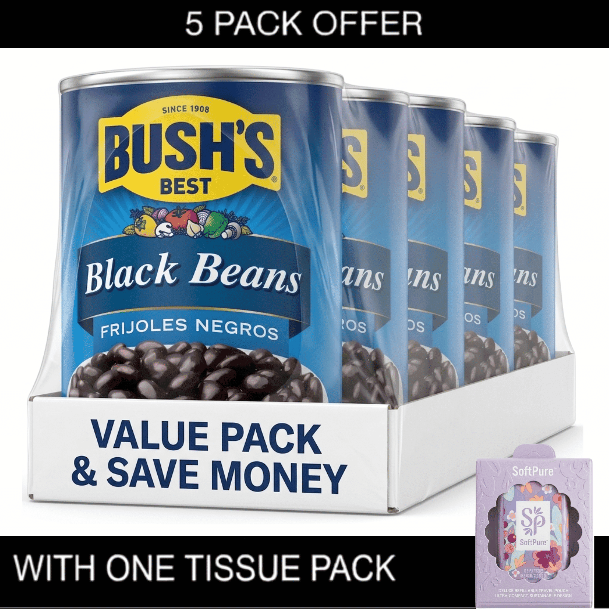 2X-Bush's Sidekicks Southwest Zest Pinto Beans, Canned Beans, 15