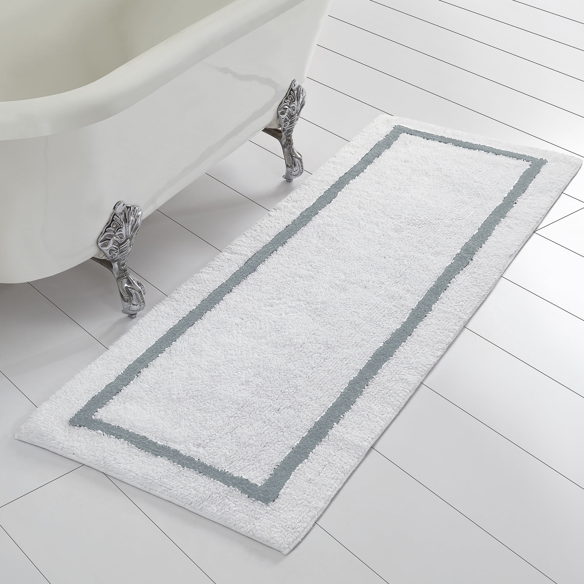 Reversible Stripe Bath Runner, 60" x 22", Silver