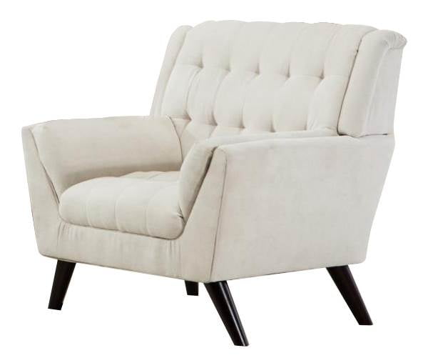 Elston Beige Mid-Century Chair in Polyester Fabric