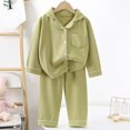 thumbnail image 3 of WOYY Big Girls Fleece Outfits Long Sleeve Button Up Shirt Pants Sleepwear Set, Sizes 7-8, 3 of 3