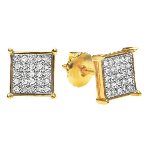 Dazzlingrock Collection 0.33 CT Round Diamond Stud Earrings, 18K Yellow Plated Sterling Silver