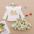 thumbnail image 1 of Baby Girl Sister Clothing Suit Newborn Kids Alpha-Printed Rompers+ Floral Pants + Headband 3PCS Set, 1 of 6