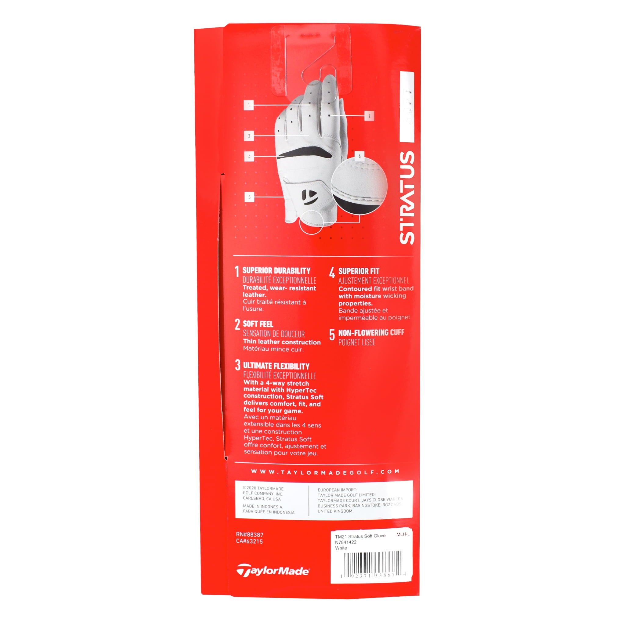 TaylorMade Golf MLH Stratus Soft Glove White XXL